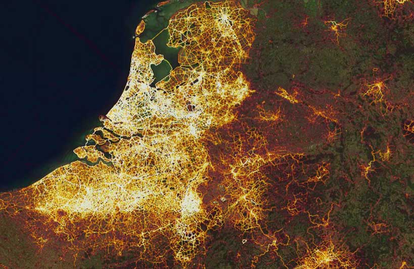 Drukte op Nederlandse fietspaden
